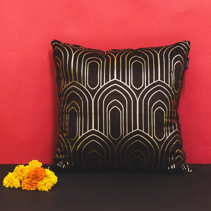 Brown Geometric Velvet 16 x 16 Inches 1 Cushion Cover