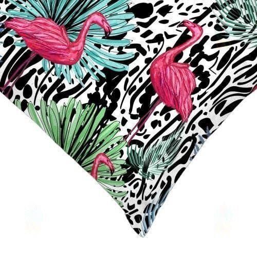 Flamingo Print Elegant Satin Cushion Cover