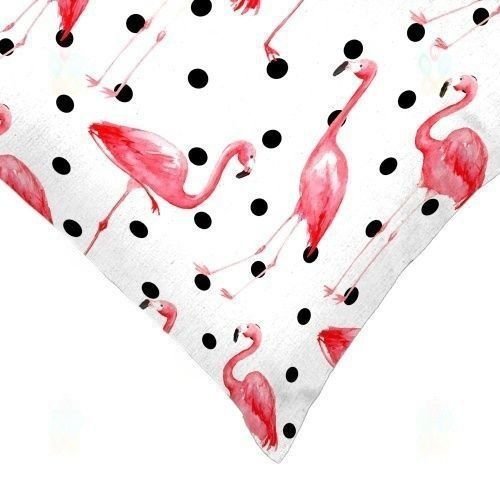 White Color Flamingo Print Cushion Cover