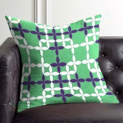 Green Tricolor Satin Cushion Cover