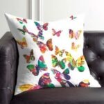 Beautiful Butterfly Print Satin Cushion Cover Set of 2