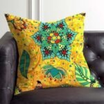 Yellow Multicolor Satin Cushion Cover Set of 2