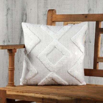 Tuftted Cotton Cushion Cover 16 x 16 inches in Cotton, Set of 1