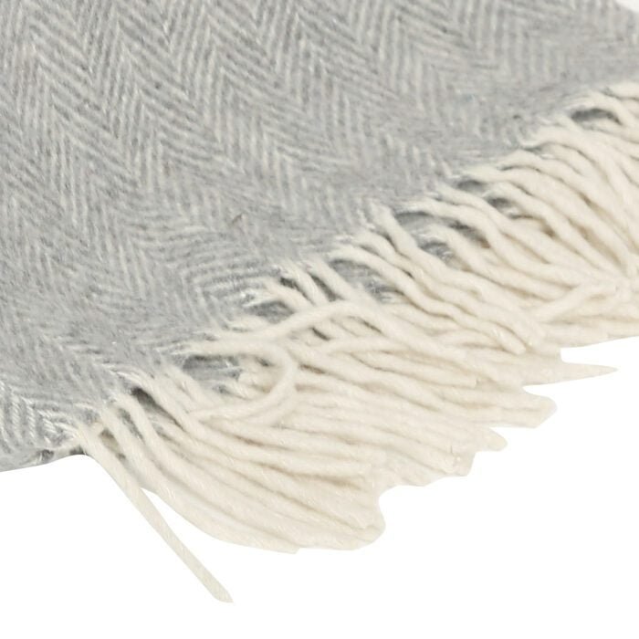 Grey Wool Plain Solid Pattern 68 x 52 Inch Throw