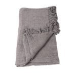 Grey Solid Cotton 56x66 Inches Sofa Throw,