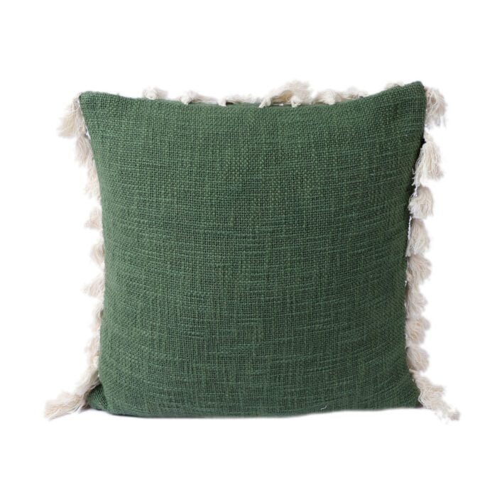 Green Solid Cotton 63x66 Inches Sofa Throw with Cushion Cover