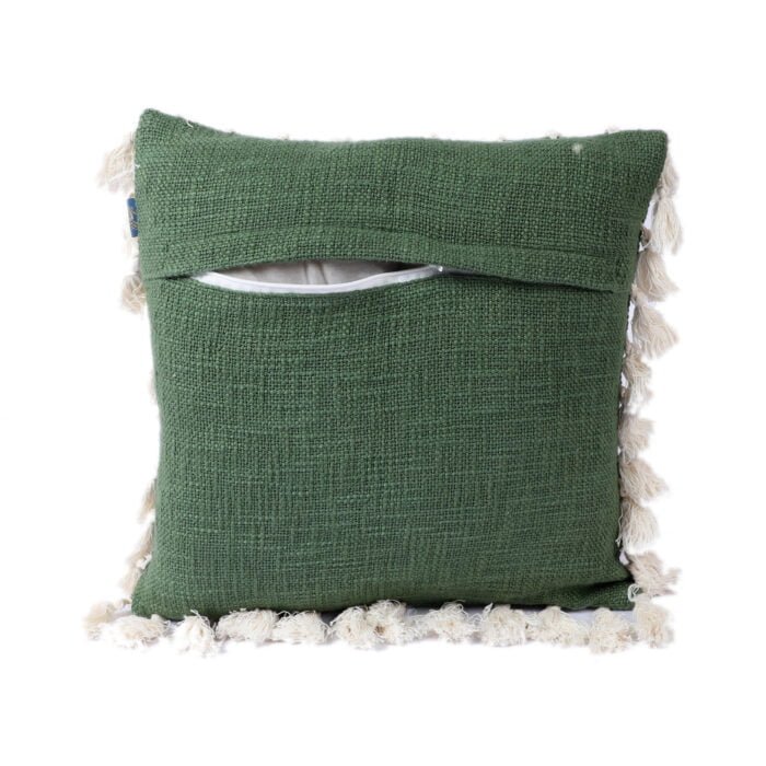 Green Solid Cotton 63x66 Inches Sofa Throw with Cushion Cover