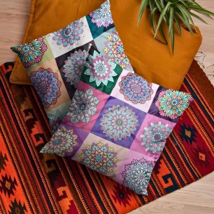 Set of 3 Multicolor Satin Cushion Cover