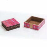 Pink Design MDF Wood Tea,Coffee Coasters with Stand Set of (10 * 10 cm)