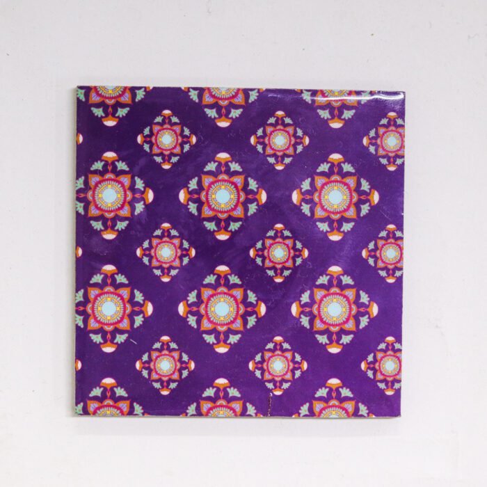 Set of 6 MDF Wood Tea,Coffee Coasters with Stand (10 * 10 cm) (Turkish violet)