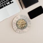 Macrame Coasters, Coffee & Tea, 4 PCS Set Circle Coaster with Frills
