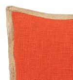 Red Cotton Slub with Jute Cushion Cover