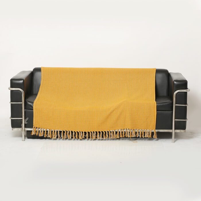 Yellow Cotton Woven Pattern 68 X 52 Inch Throw,