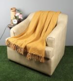 Yellow Cotton Woven Pattern 68 X 52 Inch Throw,