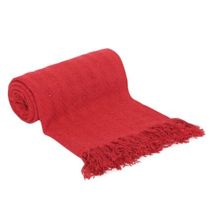 Red Cotton Plain Solid Pattern 68 x 52 Inch Throw