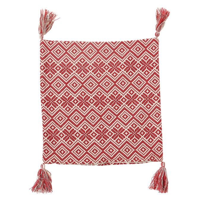 Red Cotton Woven Pattern 68 X 52 Inch Throw,