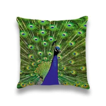 Elegant Peacock Design Cushion Cover