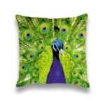 Elegant Peacock Design Satin Cushion Cover
