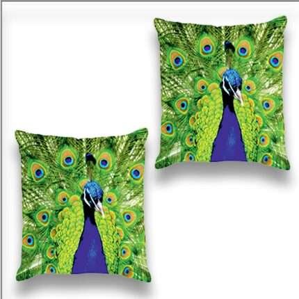 Elegant Peacock Design Satin Cushion Cover