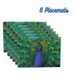 Peacock Print Elegant and Practical Table Mat - Set of 6