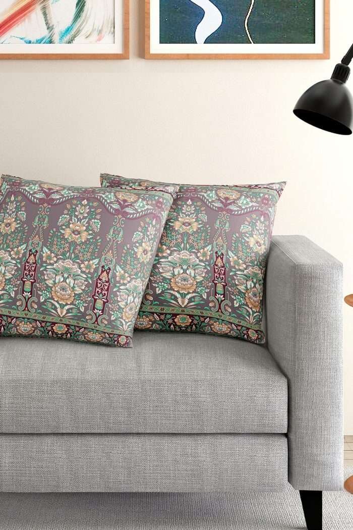 Flower Print Velvet Multicolour Cushions (Set of 5)