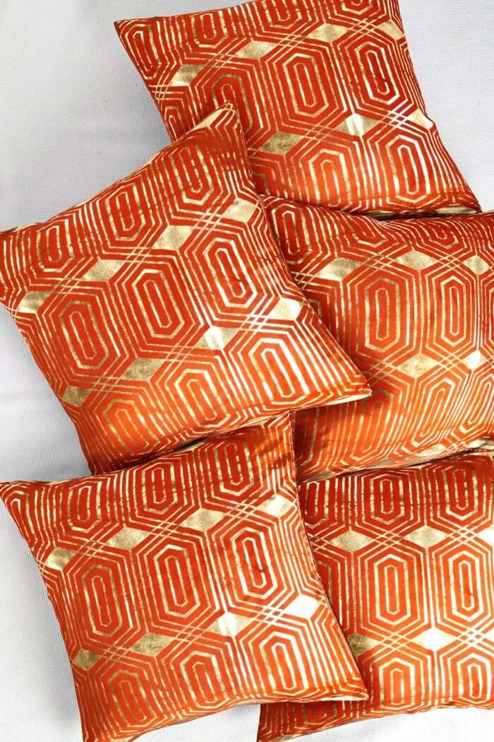 Orange Velvet Cushion Cover (Set of 5)