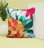Flower Print Satin Cushion Cover