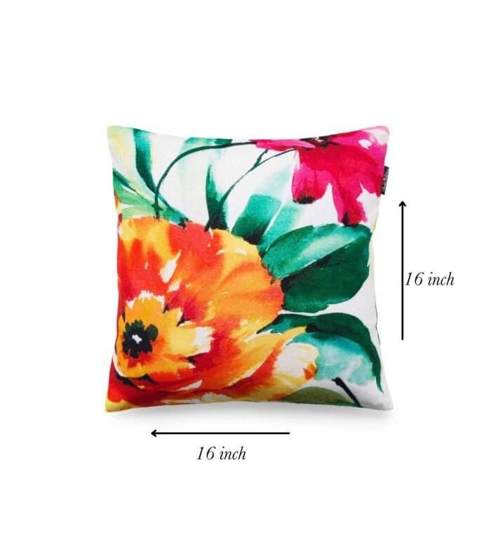 Flower Print Satin Cushion Cover