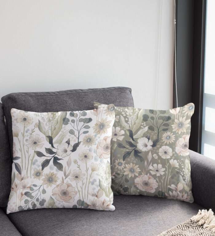 Flowers Print Elegant Cushion Cover