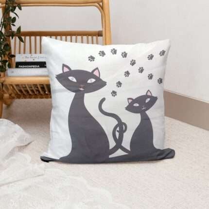 Name: Ambbi Collections Cat Printed Satin 16x16 inches Decorative Cushion Cover set of 2