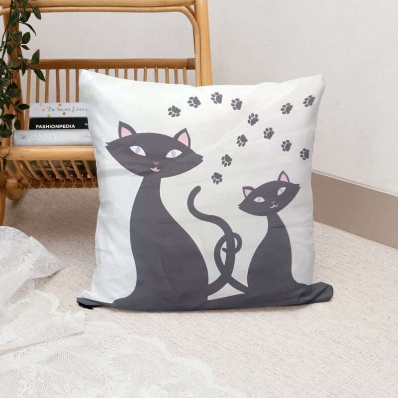 Name: Ambbi Collections Cat Printed Satin 16x16 inches Decorative Cushion Cover set of 2