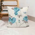 White Satin Floral Cushion Cover set of 2 (16x16 inch)