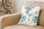 White Satin Floral Cushion Cover set of 2 (16x16 inch)