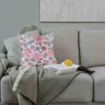 Pink Flower Printed Satin Cushion Cover set of 2 (16x16 inch)