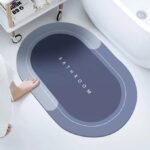 Bathroom Mat Blue Rubber 22x14 Inches AntiSkid